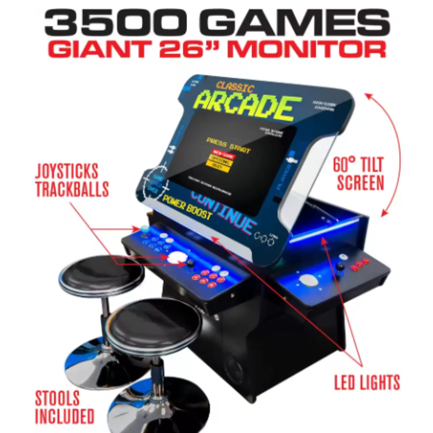 Creative Arcades Full Size Commercial Grade Cocktail Arcade Machine 2 Player 3500 Games